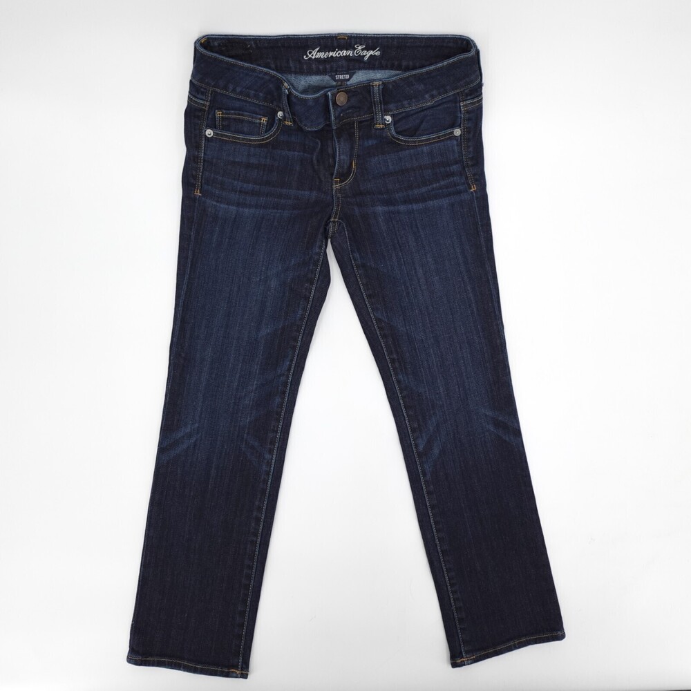 American Eagle AEO Jeans Womens 2 Blue Artist Skiny Straight Stretch Mid rise
